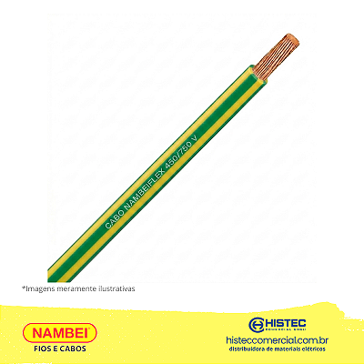 CABO FLEXIVEL 750V 1,5MM2 VERDE/AMARELO ROLO 100m NAMBEI