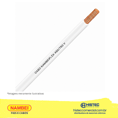 CABO FLEXIVEL 750V 6,0MM2 BRANCO ROLO 100m NAMBEI
