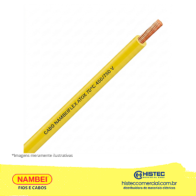 CABO NAMBEIFLEX ATOX 750V 2,5MM2 AMARELO ROLO 100m NAMBEI