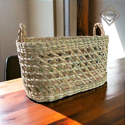 Cesta Pãozeira Retangular Vazada - Palha de Taboa