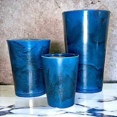 Kit 3 Vasos Cone Liso Premium (1-2-3) com prato