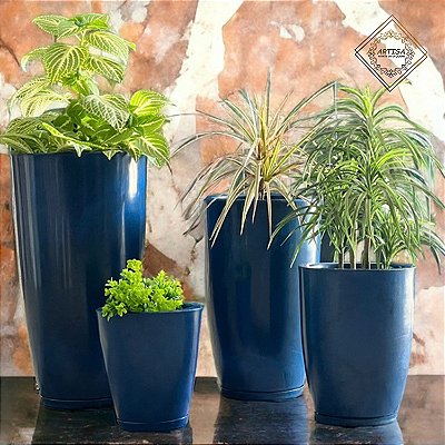 Kit 4 Vasos Espelhados Liso Paris (P-M-G-GG) com prato