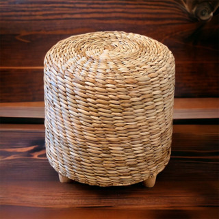 Puff Redondo de Palha de Taboa 30x30