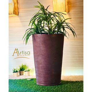 Vaso para plantas polietileno ESTILO redondo escovado n2 com prato coletor