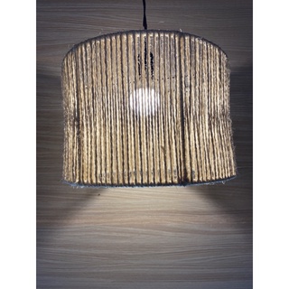 Pendente Lustre Luminária Rústica de Sisal Redonda G 39x25