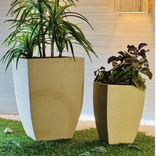 kit com 2 vasos polietileno quadrado escovado P e M
