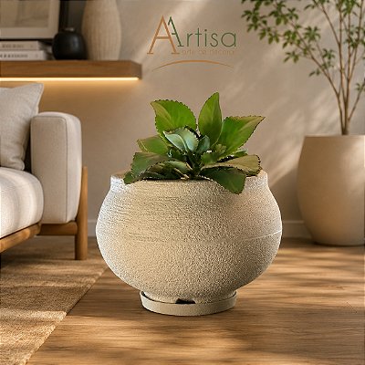 Vaso Decorativo Esfera para Plantas em Polietileno P com Prato Leve e Resistente