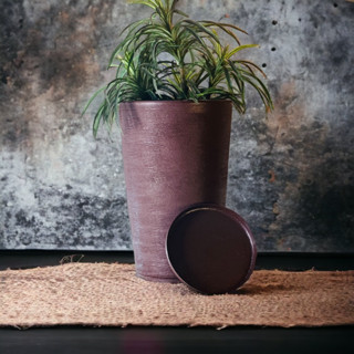 Vaso para plantas polietileno coluna redondo escovado n3 com prato