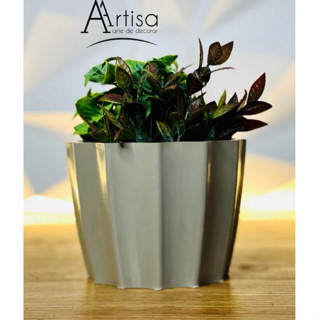 Vaso para plantas decorativos redondo com pontas frizadas M estilo fibra de vidro