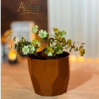Vaso para plantas em polietileno fibra de vidro diamante n3 + Planta Trevo(4747)