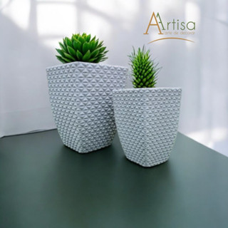 Kit com Vaso para Plantas em Polietileno Quadrado Diamante P e M