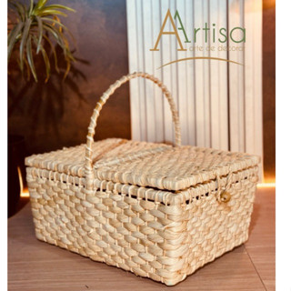 Cesta de Piquenique Palha de milho G 48x31x20