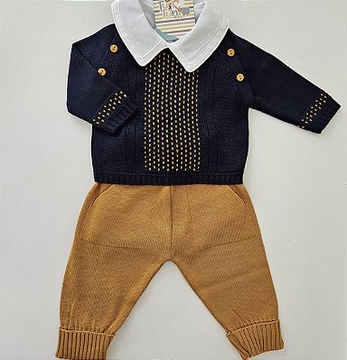 Conjunto Nick - Azul Marinho  c/ Mostarda