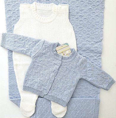 Saída Maternidade Baby Miguel - Azul e Branco