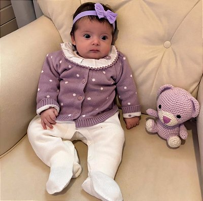 Saída Maternidade Baby Mariana Poá -  Manta Dupla Face - Lilás e Branco