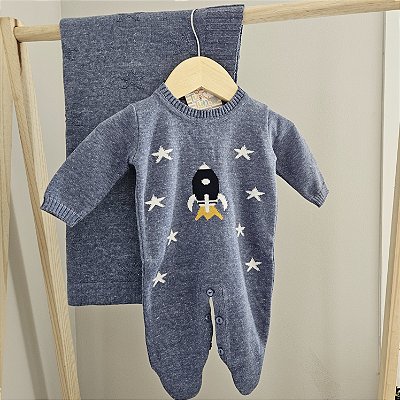 Saída Maternidade Baby Foguetinho - Azul Mescla