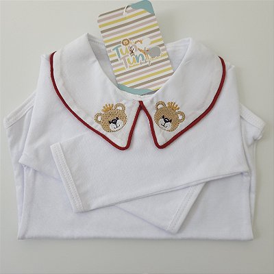 Body Bordado Ursinho - Vermelho