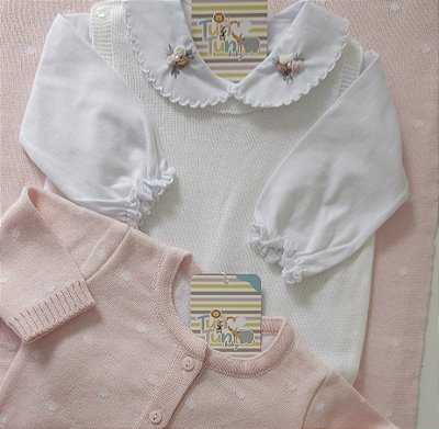 Body Bordado Manga Fru Fru - Rosa Prata