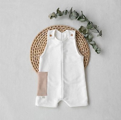 Macacão Nay - Off White/ Castanho