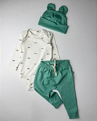Conjunto Cotton RN - Verde Água/ Cachorrinhos