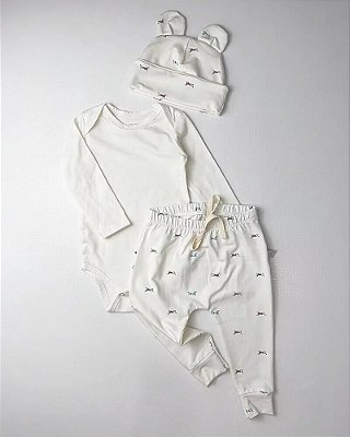 Conjunto Cotton RN - Branco/ Cachorrinhos