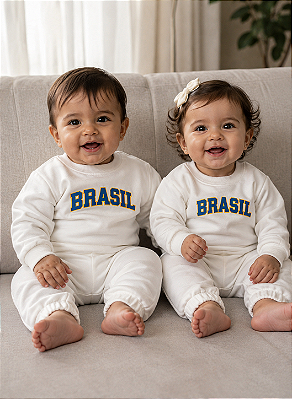 Conjunto Moletom Brasil - Unissex - Branco