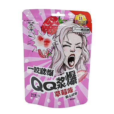 BALA DE GOMA RECHEIO DE MORANGO WANT-WANT - 72G