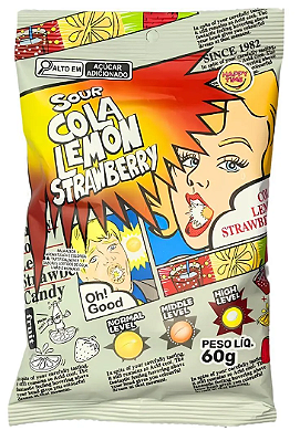 BALA AZEDA SUPER COLA LEMON STRAWBERRY NOBEL - 60G