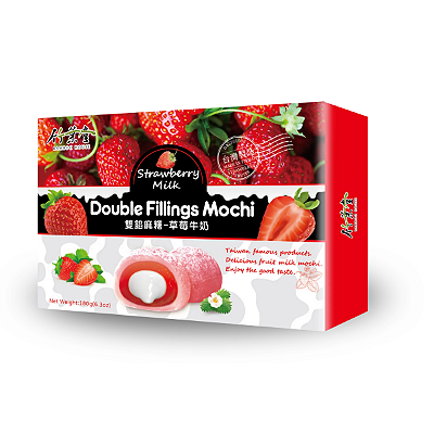 MOCHI COM RECHEIO DUPLO DE MORANGO E LEITE BAMBOO HOUSE - 180G