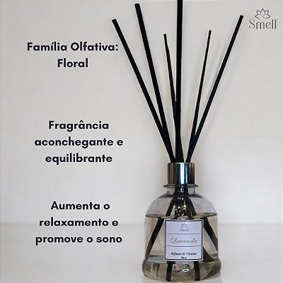 DIFUSOR DE VARETAS AROMATIZADOR DE AMBIENTES LAVANDA - 200 ML - ALTA DURABILIDADE - SMELL