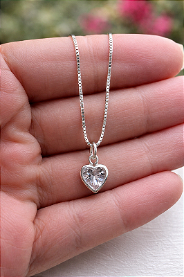 Colar Ponto Luz Coração Crystal