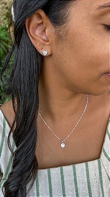 Conjunto coração madre perola