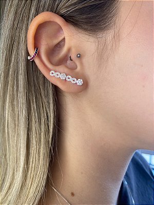 Brinco eracuff flor e infinito cravejado