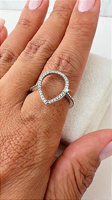 Anel inspiracao Oval cravejado prata escura