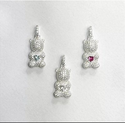 Pingente Urso Com Coração 2,3cm - ROSA