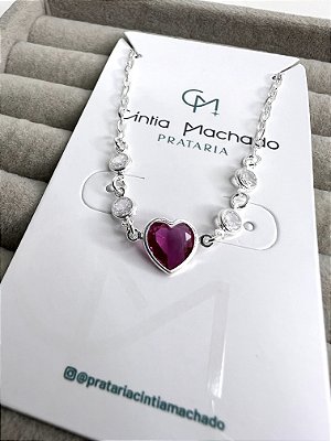 Pulseira coracao pink