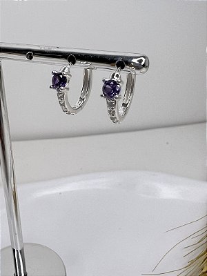 Argolinha de click Cravejada G Lilas