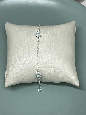 Pulseira zirconia redonda azul