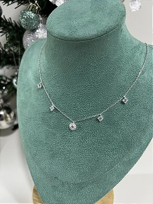 COLAR CHOKER 5 PEDRAS 40+5CM - 2.45g