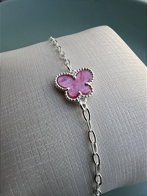 Pulseira borboleta rosa infantil