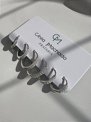 Trio argolinha 1 fileira cravejada