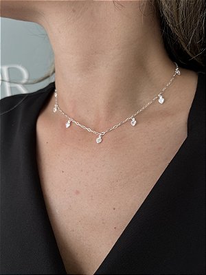 Choker corações zircônia