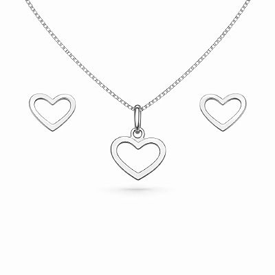 CONJUNTO CORAÇAO LISO VAZADO