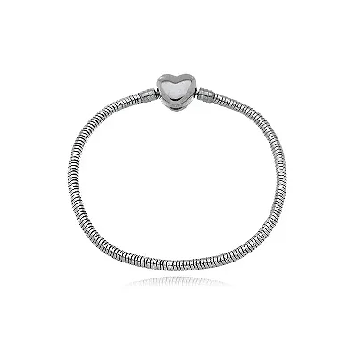 Pulseira Berloque Aço inox fecho Coração 20