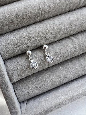 Brinco infantil bolinha zirconia crystal pend