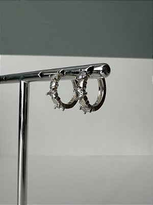 Argola clique zirconia coração crystal