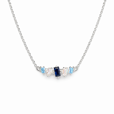 Colar pingente baguetinha azul