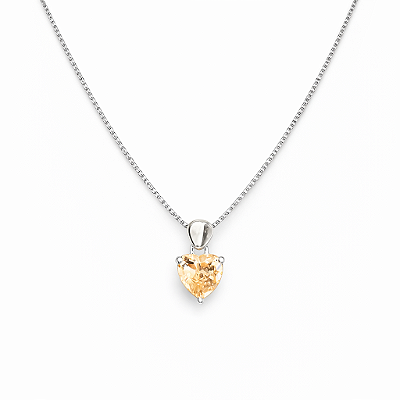 Colar pingente coração zirconia citrino