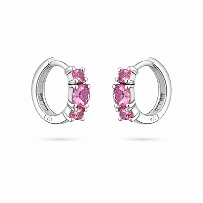 Argolinha de clique zirconia rosa P