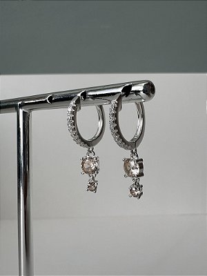 Brinco zirconia pendurada citrino